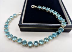 Sterling Silver 15CT Topaz Gemstone Bracelet New with Gift Box