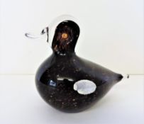 Signed Wedgwood Brown Speckled Glass Duck c. 1970's