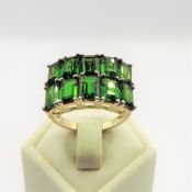 Gold on Sterling Silver 6CT Chrome Diopside Ring New with Gift Pouch