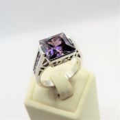 Sterling Silver 6CT Amethyst Ring New with Gift Pouch