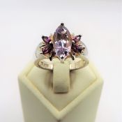 Sterling Silver Rose de France Amethyst & Tourmaline Ring