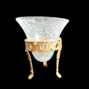 Antique Art Nouveau Crackle Glass Pot Pourri Dish