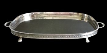 Antique Silver Plated Gallery Tray in the Neo Classical Style c. 1900