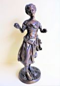 c. 1900 Antique French Bronze Sculpture 41cm Tall - Signed by Artist