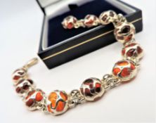 Artisan Sterling Silver Baltic Amber Bracelet with Gift Box