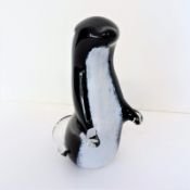 Wedgwood Glass Otter Black & White Circa 1970's Signed on Base