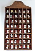 48 x Collectors Bone China Thimbles in Wood Display Case