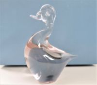 Wedgwood Glass Duck Figurine Paperweight 18cm tall Signed on Base c.1970's