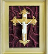 Antique French Gilt Crucifix with White Porcelain Corpus Christi c.1890's