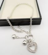 Sterling Silver Heart Charm Bracelet with Gift Pouch