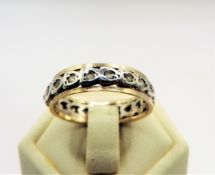 Vintage 9k Gold White Gemstone Eternity Ring with Gift Pouch