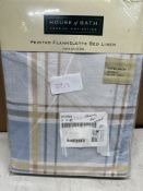 House of Bath Printed Flannelette Bed Linen Bed Sheet - Double. RRP £40.00 - GRADE U