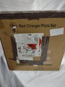 12Pcs red charger plate set. RRP £25 - GRADE U