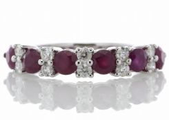 14ct Gold Semi Eternity Ruby And Diamond Ring (R1.32) 0.33 Carats