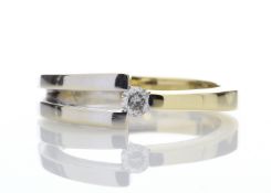 18ct Single Stone Two Tone Diamond Set Ring 0.13 Carats