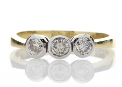 18ct Three Stone Rubover Set Diamond Ring 0.75 Carats
