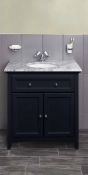 Brand New Boxed Savoy 790mm Floorstanding Vanity Unit with Marble Worktop with Basin - Navy RRP £...