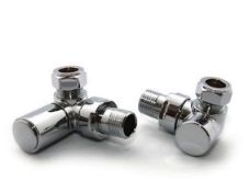 Brand New Boxed Corner Radiator Valve & Lockshield Set Manual Chrome RRP £45 *No Vat*