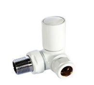 Brand New Boxed Corner Radiator Valve & Lockshield Set Manual - White RRP £45 *No Vat*