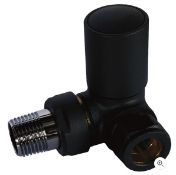 Brand New Boxed Corner Radiator Valve & Lockshield Set Manual Black RRP £65 *No Vat*