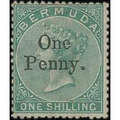 Bermuda 1d On 1/- Fine Mint, Two Small Expert Handstamps On Reverse. S.G. 17, £500.