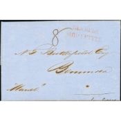 Bermuda 1849 (July 26) Entire Letter From New York To N. Butterfield In Bermuda With Red 