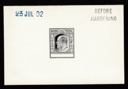 Bahamas 1902 Kevii Master Die Proof With Undenominated Value Tablet, In Black On White Glazed Car...