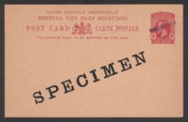 Bermuda 1912 1d Red Postal Stationery Post Card (HG 15) Handstamped 
