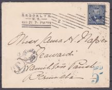 Bermuda 1899 Cover From New York Franked 5C With Blue 
