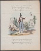 G.B. - Valentines 1845 (Feb 14) Valentine Lettersheet With A Printed Handpainted Picture of A Cup...