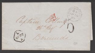 Bermuda / G.B. - Liverpool 1859 Stampless Entire Letter From London To Bermuda With Scarce 