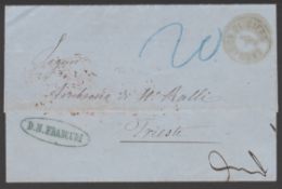 Cyprus 1866 Stampless Entire Letter To Trieste With Oily But Complete 