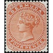 Bermuda 1883 4d Orange-Brown, Sperati Forgery On Crown Ca Paper, No Gum. A Rare Forgery, Produced