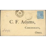Bermuda 1877 (Feb 7) Cover To Cincinnati With 2d Blue Tied By Light Numeral Cancel, Hamilton And