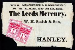 GB - Railways C.1898 North Staffordshire Railway Company Pair of 1d Newspaper Parcel Stamps On A