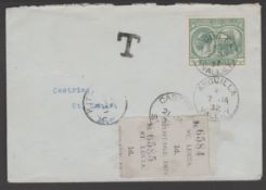 Anguilla 1932 1/2d On Cover To St. Lucia, Cancelled Anguilla Valley With Handstamped 