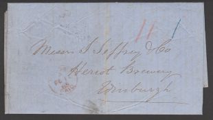 Bahamas 1865 Stampless Entire Letter (Vertical Fold) From Nassau To Scotland Prepaid 