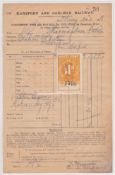 Great Britain Railway 1918 Waybill of The Maryport and Carlisle Railway With 11d Railway Stamp T...