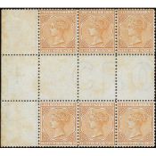 Bermuda 3d Yellow-Buff, Mint Interpanneau Block of Six, Margin At Left, Central Margin With Part