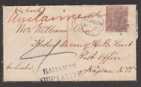 Bahamas 1862 Cover From Glasgow To Nassau Franked G.B. 6d (Faults) With Red 