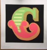 Title: BEN EINE (born 1970)Orange Green 19 'C' Circus Shutter Font-signed limited edition screen