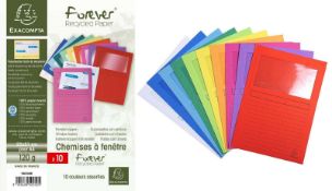 Exacompta Forever Window Office Work Report Folders 5 Packs of 10 Colours