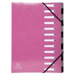 Exacompta Multipart Elasticated File Folder Divider 12 Compartments Pink 10pack