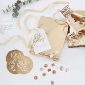 48 Ginger Ray Baby Shower Games Bundle Pass The Parcel; Pack Contains Extra Gold Table Decoration...