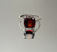 Beautiful Natural Hessonite Garnet 5.67 CT Natural Diamonds & 18k White Gold