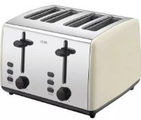 2 x Logik 4 Slice Toasters – Cream. L04TC19