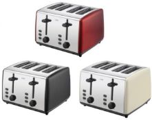 3 x Logik 4 Slice Toasters. Mixed Colours. Colour Mix May Vary From Photo