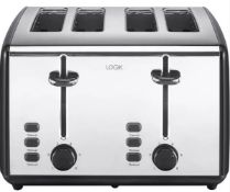 2 x Logik 4 Slice Toasters – Black. L04TBK19