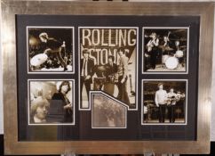 Unique framed art presentation with Original Rolling Stones Signatures