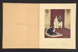 Elizabeth II & Prince Phillip. A handwritten 1953 Christmas card individually signed